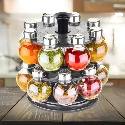 Multipurpose Plastic Big Revolving Spice Rack 16 in 1