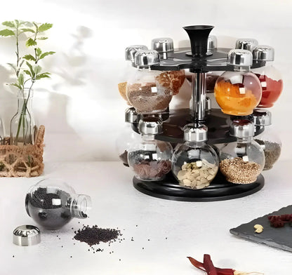 Multipurpose Plastic Big Revolving Spice Rack 16 in 1