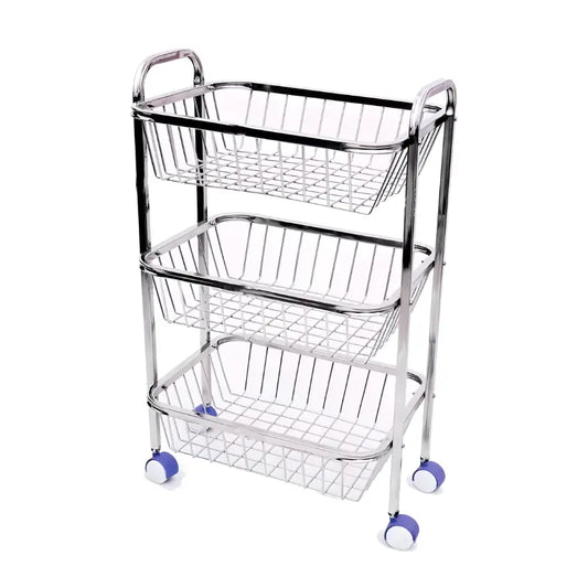 VRCT Stainless Steel 3 Layer Kitchen Trolley Rack (Silver) BUTMEE.
