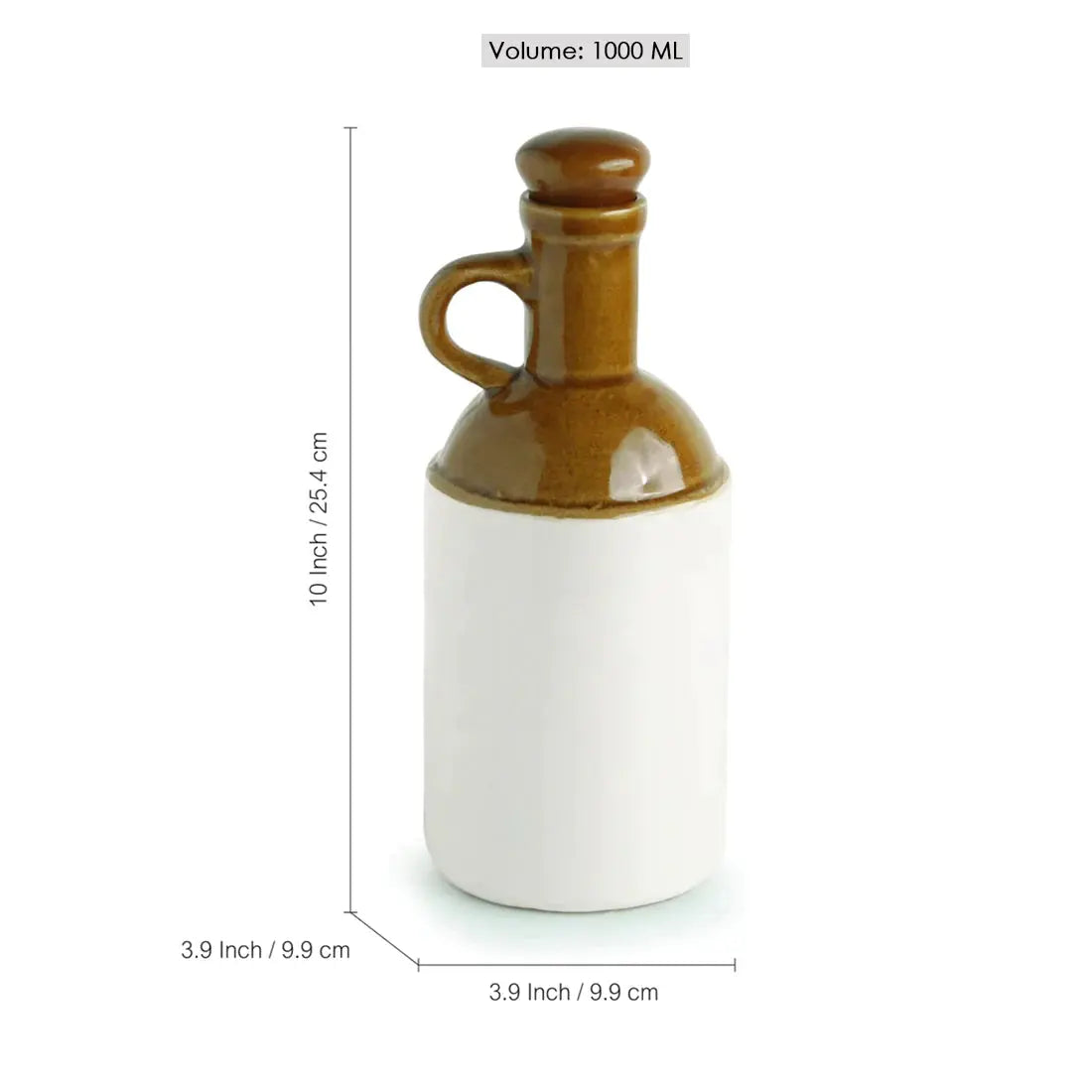 The 'Old Fashioned' Hand Glazed Studio Pottery Ceramic Oil Bottle (1000 ML) simple BUTMEE. 