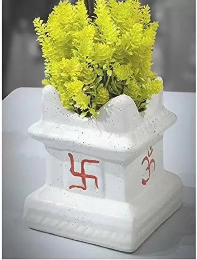 Small White Swastik Om Tulsi Pot BUTMEE.