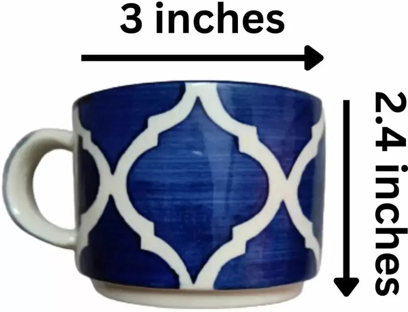 Pack of 12 Ceramic ,Blue murrucan pattern ceramic cups and plates BUTMEE.