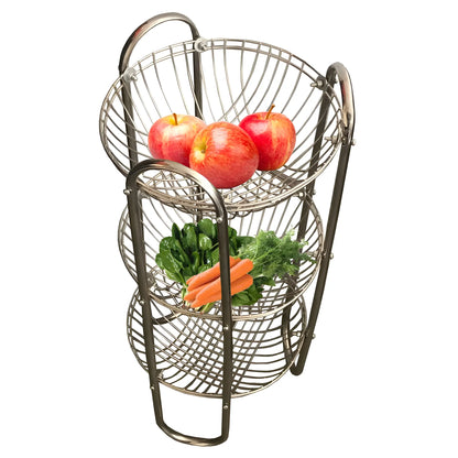 Master 3-Tier Round Shape Rack Fruits & Vegetable  Trolley Container BUTMEE.