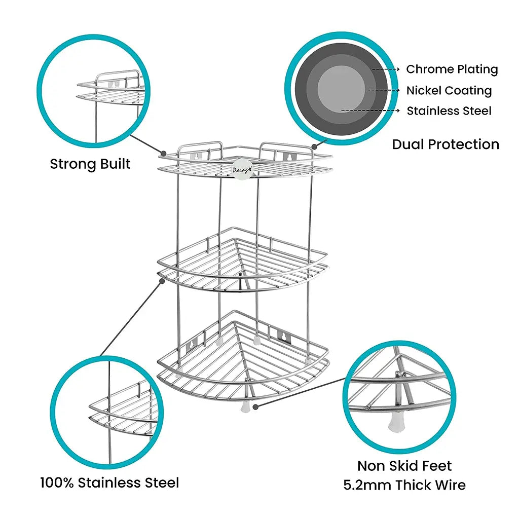 Kitchen Rack 3 Tier, Multipurpose Storage Rack Kitchen Organizer BUTMEE.