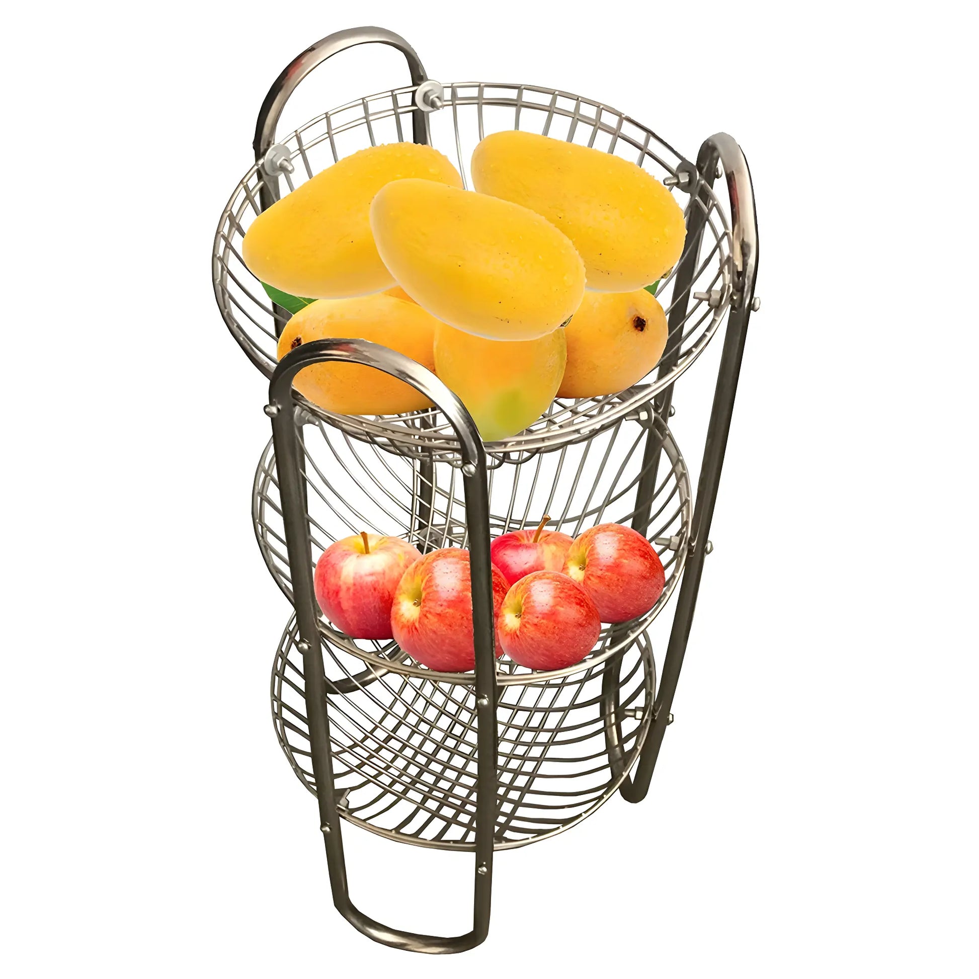 Master 3-Tier Round Shape Rack Fruits & Vegetable  Trolley Container BUTMEE.